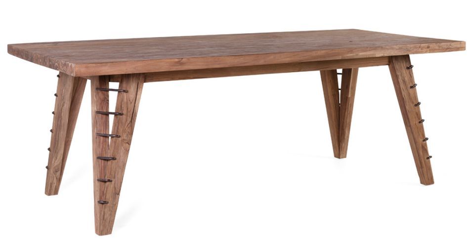Grande table à manger en bois massif vernis mat et fer Orlanda 220 cm - Photo n°1