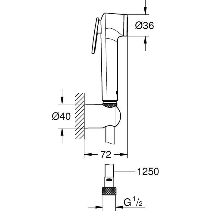 GROHE Ensemble de douche 1 jet avec support mural Vitalio Trigger Spray 30 Chromé 26175001 - Photo n°5