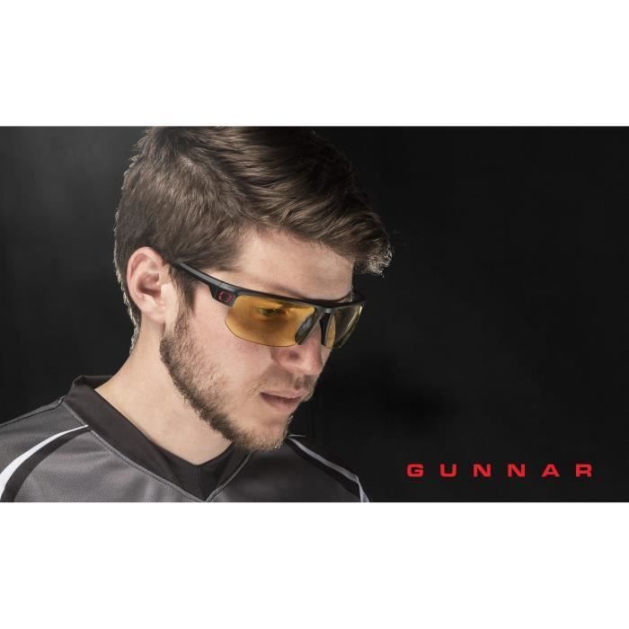 Gunnar - Torpedo Onyx - Lunettes prog gamer - Monture noire adapté au casque grand champ visuel et verres ambrés - filtrent 65% - Photo n°4