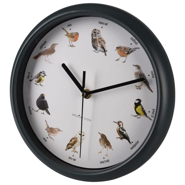 H&S Collection Horloge murale avec sons d'oiseaux 25 cm - Photo n°2