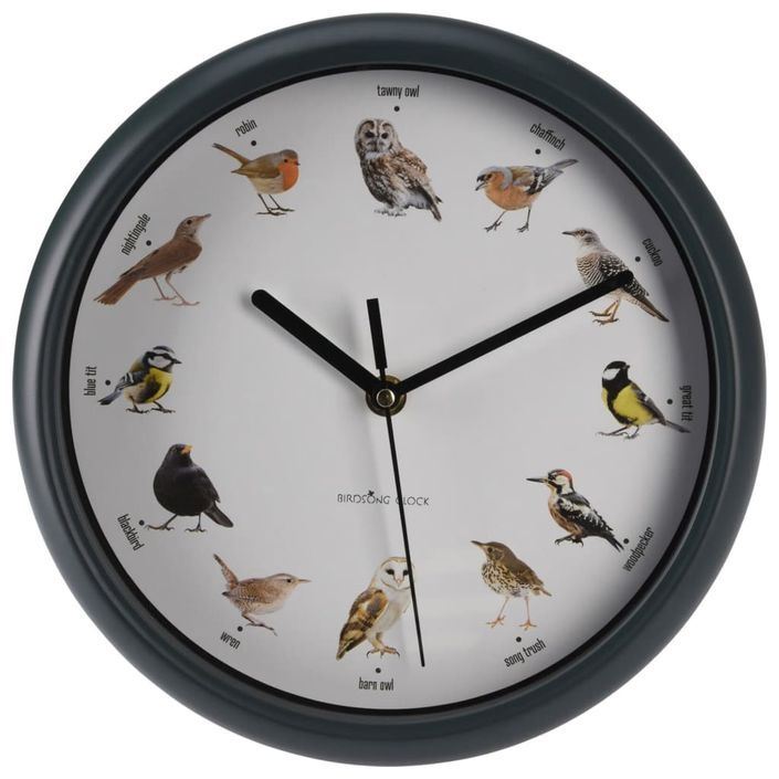 H&S Collection Horloge murale avec sons d'oiseaux 25 cm - Photo n°3