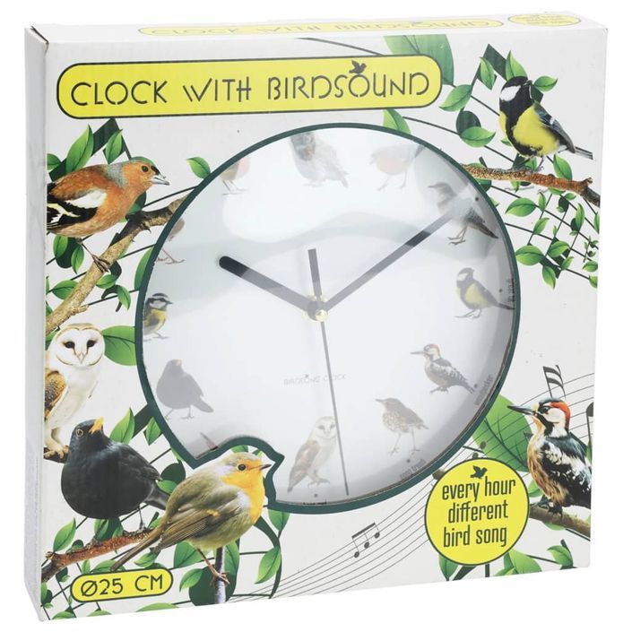 H&S Collection Horloge murale avec sons d'oiseaux 25 cm - Photo n°4