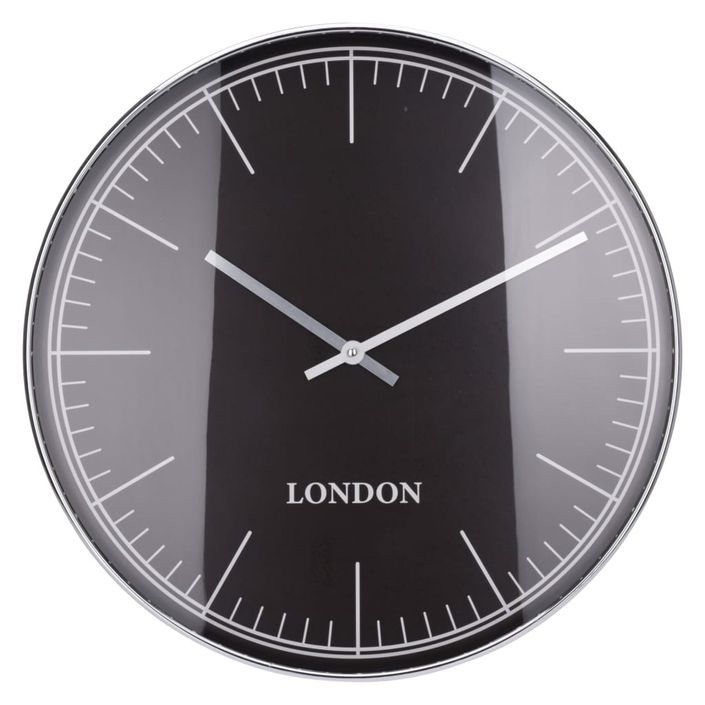 H&S Collection Horloge murale cadre argenté London noir et argenté - Photo n°1
