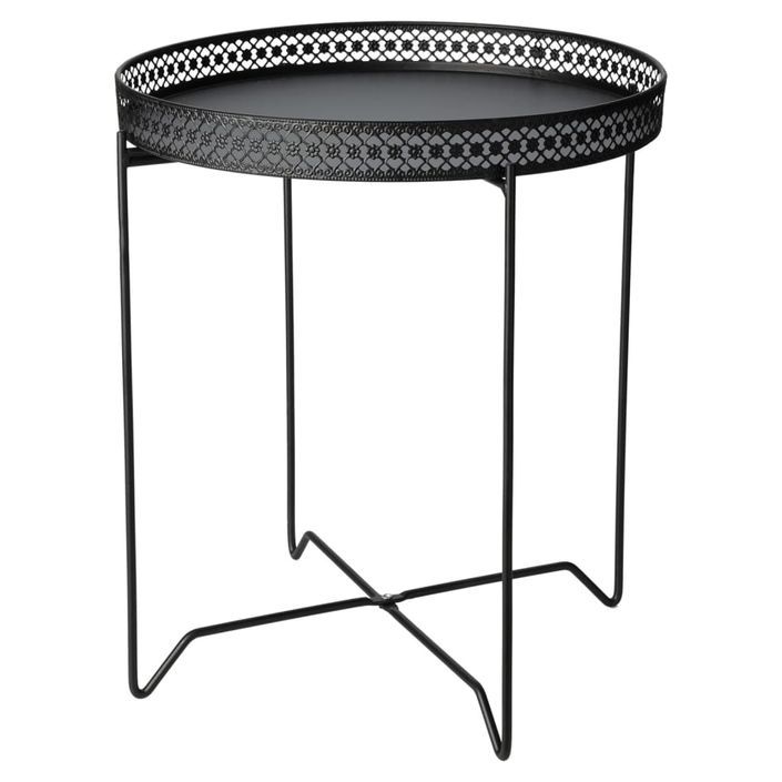 H&S Collection Table d'appoint rond noir - Photo n°1