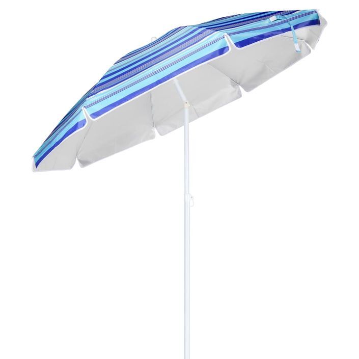 HI Parasol de plage 200 cm Bleu à rayures - Photo n°1