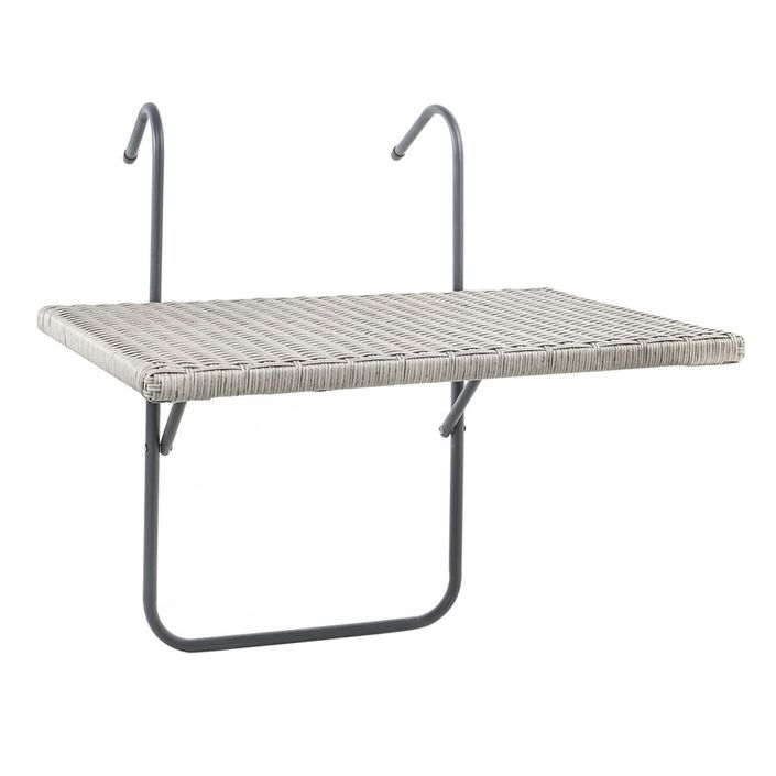 HI Table de balcon pliante avec dessus en osier 60x40 cm gris - Photo n°2