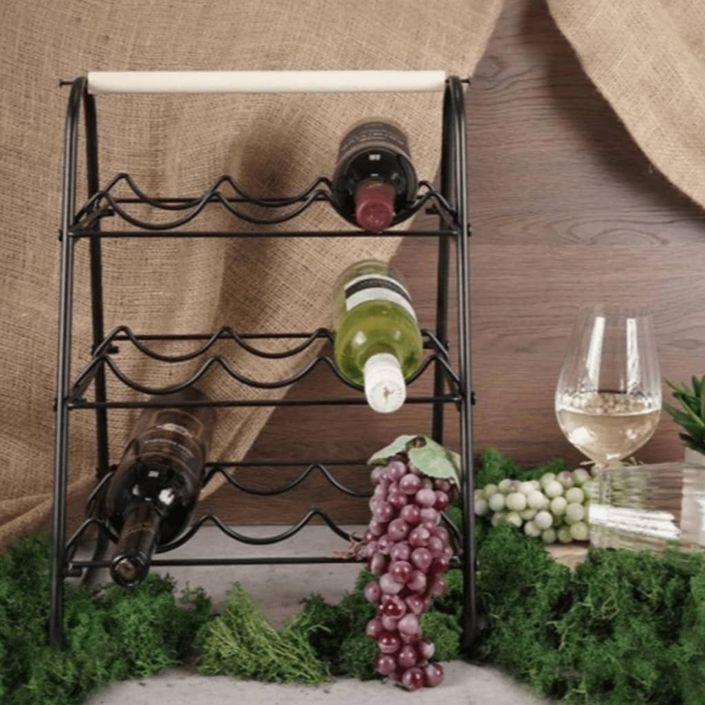 Home&Styling Casier à vin pour 9 bouteilles métal noir et naturel - Photo n°2