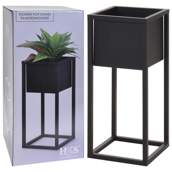 Home&Styling Pot de fleurs sur pied Métal Noir 50 cm - Photo n°2