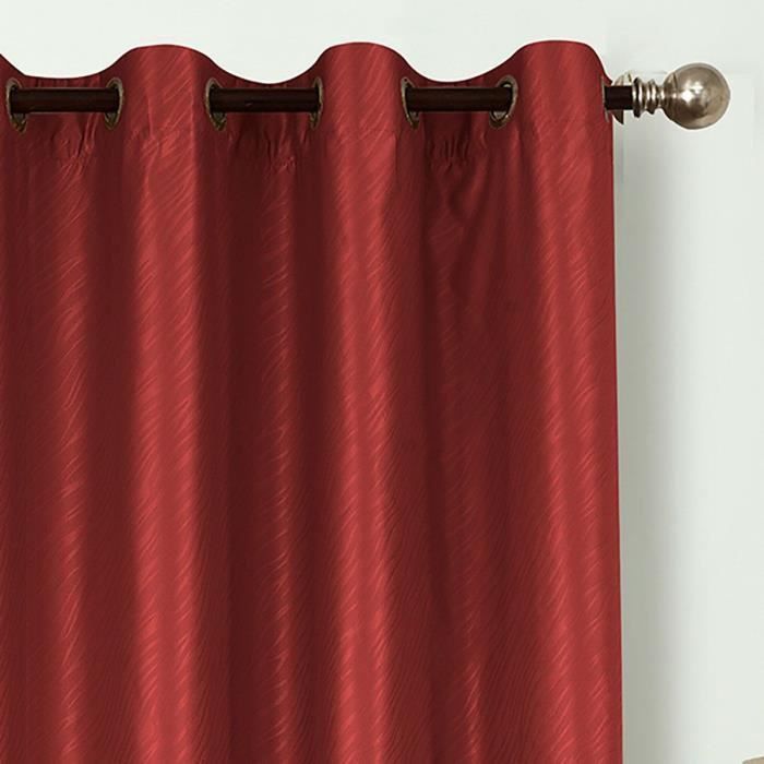 HOMETREND Paire de rideaux obscurcissant zébrures - 140 x 260 cm - Rouge - Photo n°2