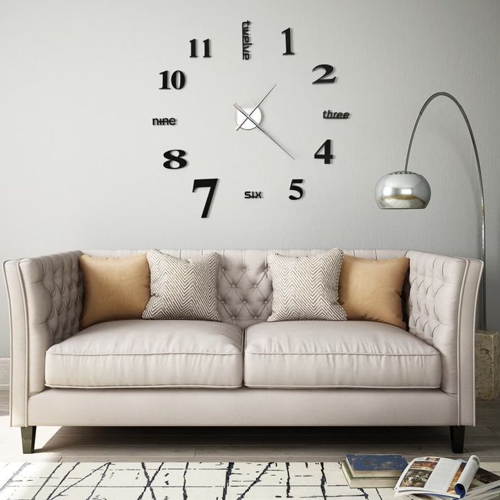 Horloge murale 3D Design moderne 100 cm XXL Noir - Photo n°2