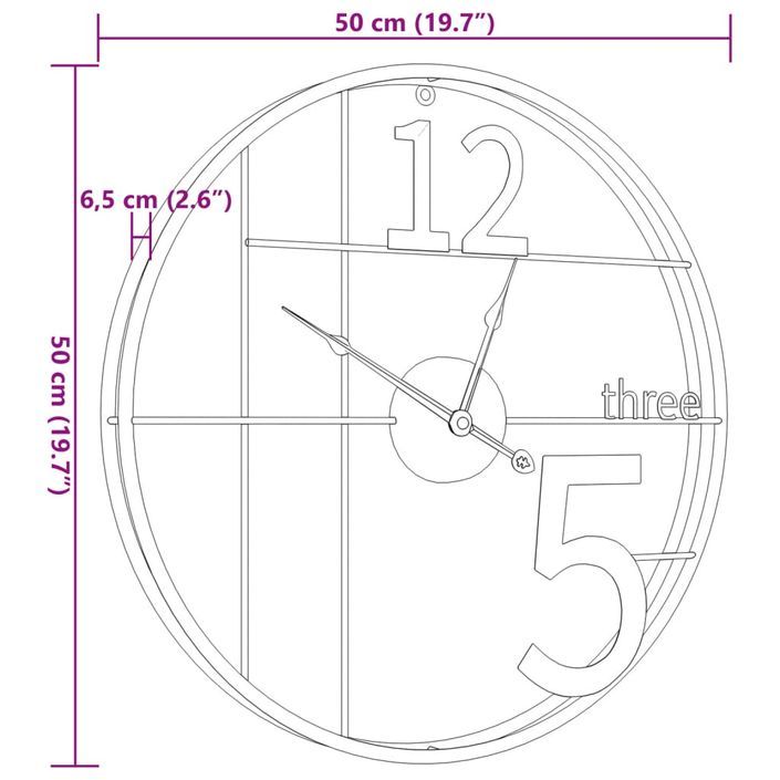 Horloge murale doré Ø50 cm fer - Photo n°7