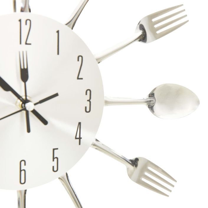 Horloge murale et cuillère et fourchette Argenté 31cm Aluminium - Photo n°4