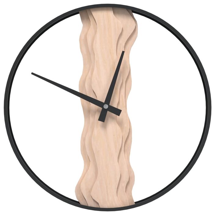 Horloge murale marron Ø35 cm fer et bois de chêne - Photo n°2