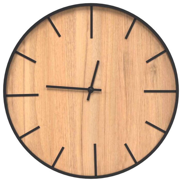 Horloge murale marron Ø39 cm fer et bois d'ingénierie - Photo n°1