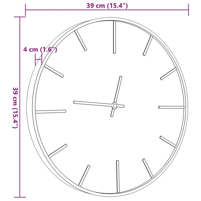 Horloge murale marron Ø39 cm fer et bois d'ingénierie - Photo n°7