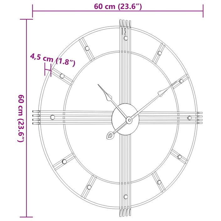 Horloge murale noir Ø60 cm fer - Photo n°7