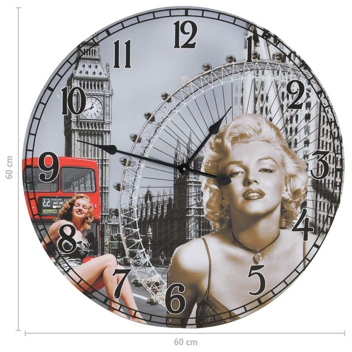 Horloge murale vintage Marilyn Monroe 60 cm - Photo n°4