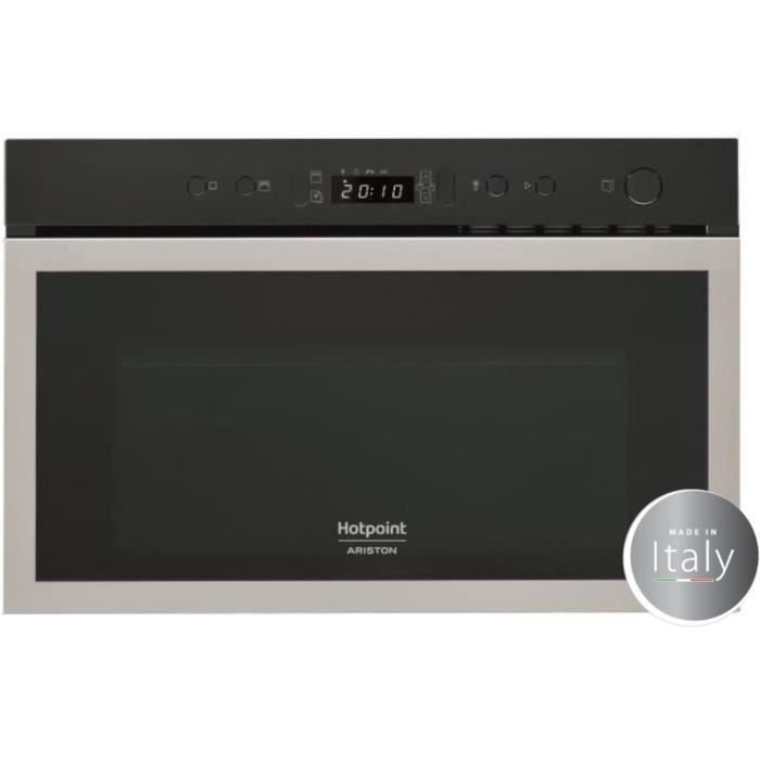 HOTPOINT MH 600 IX Micro-ondes combiné encastrable inox anti-trace - 22L - 750 W - Grill 700 W - Photo n°1