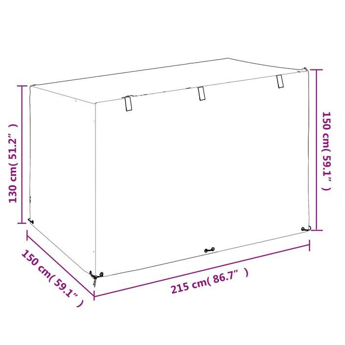 Housse de balancelle 12 œillets 215x150x130/150 cm PE - Photo n°10