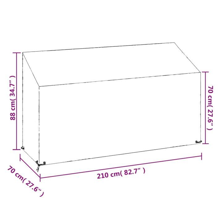 Housse de banc de jardin 12 œillets 210x70x70/88cm polyéthylène - Photo n°9