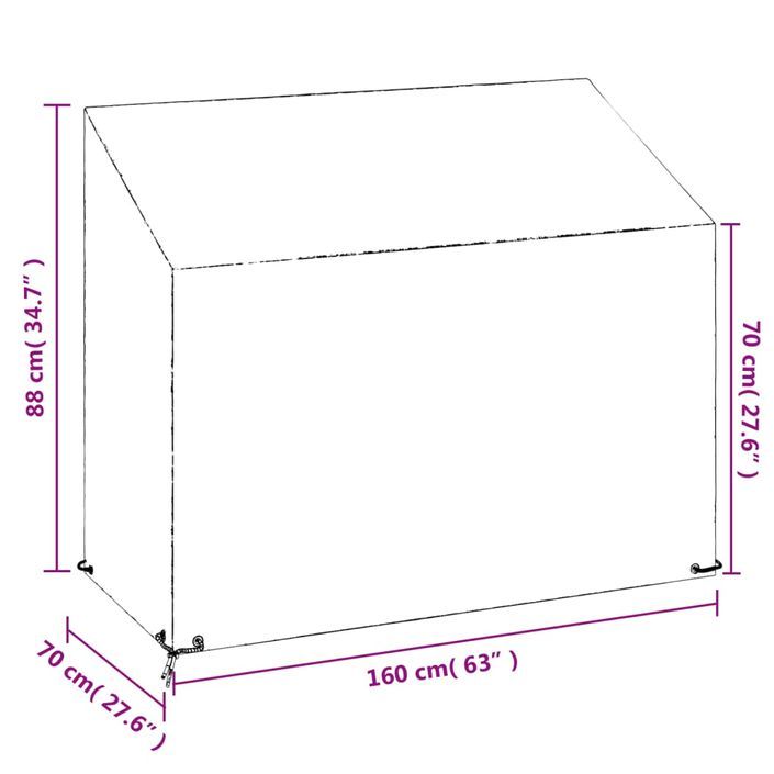 Housse de banc de jardin 8 œillets 160x70x70/88 cm polyéthylène - Photo n°9