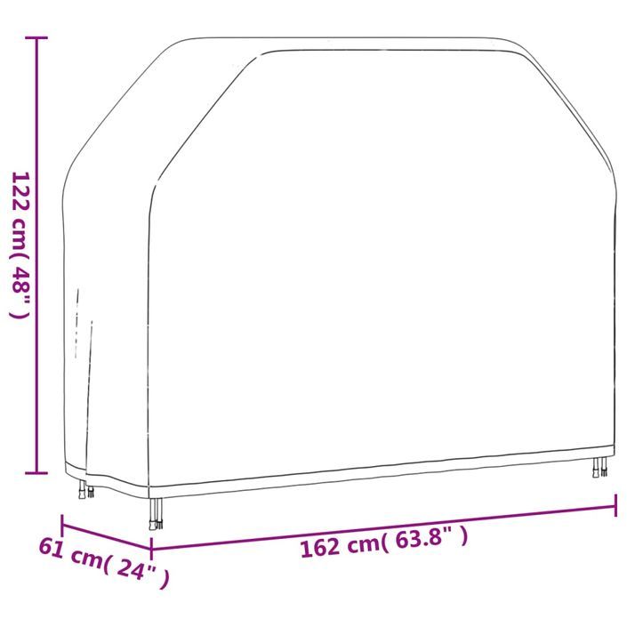 Housse de barbecue 162x61x122 cm noir oxford 420D - Photo n°12