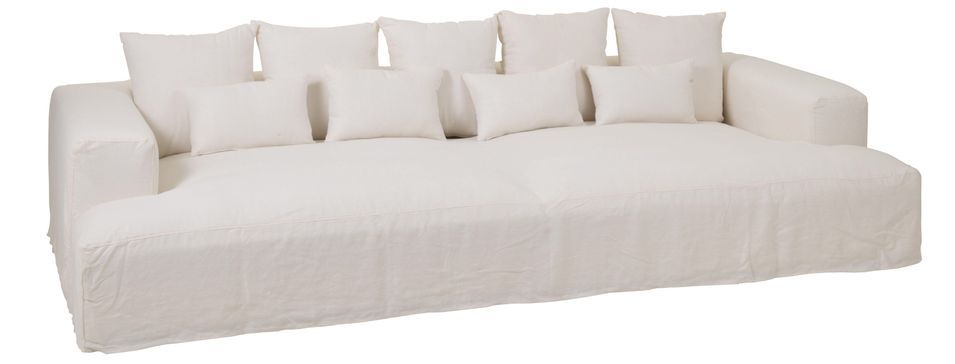 Housse de canapé en lin blanc Marshmallow 330 x 145 cm - Photo n°2
