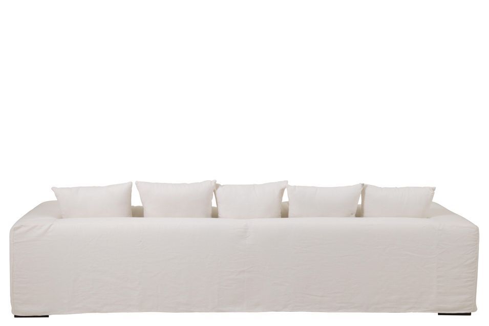 Housse de canapé en lin blanc Marshmallow 330 x 145 cm - Photo n°5