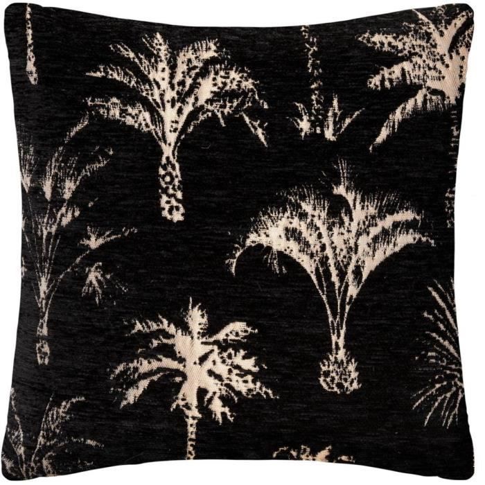 Housse de coussin Chenille Palm - 40 x 40 cm - Noir - Photo n°1