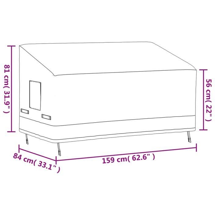 Housses de banc 3 places 2 pcs 159x84x56/81cm tissu oxford 600D - Photo n°12