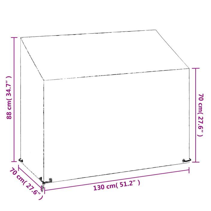 Housses de banc de jardin 2 pcs 8 œillets 130x70x70/88 cm PE - Photo n°9