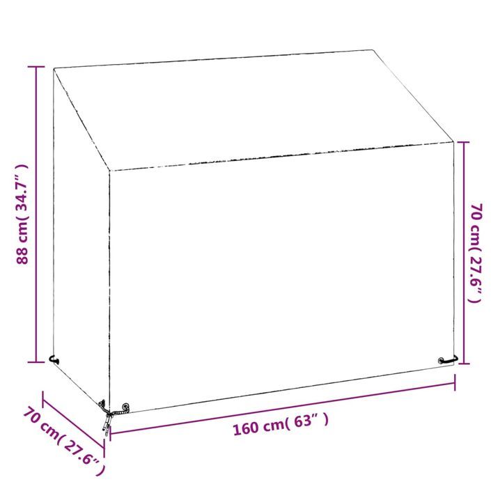 Housses de banc de jardin 2 pcs 8 œillets 160x70x70/88 cm PE - Photo n°9