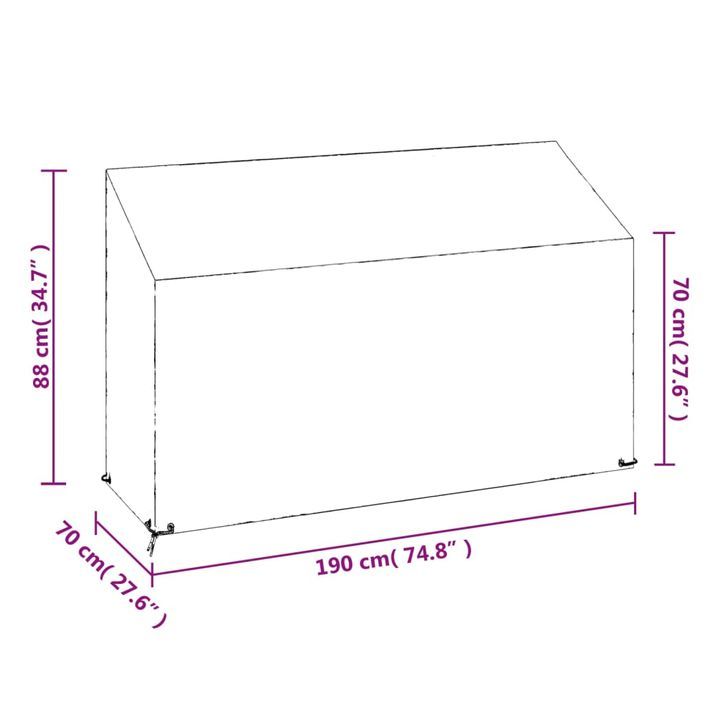 Housses de banc de jardin 2 pcs 8 œillets 190x70x70/88 cm PE - Photo n°9