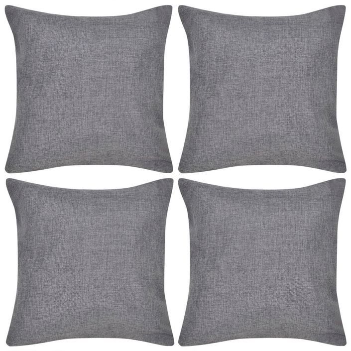 Housses de coussin 4 pcs Aspect de lin Anthracite 40x40 cm - Photo n°1