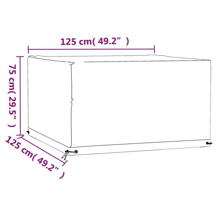 Housses de salon de jardin 2 pcs 8 œillets 125x125x75 cm carré - Photo n°10