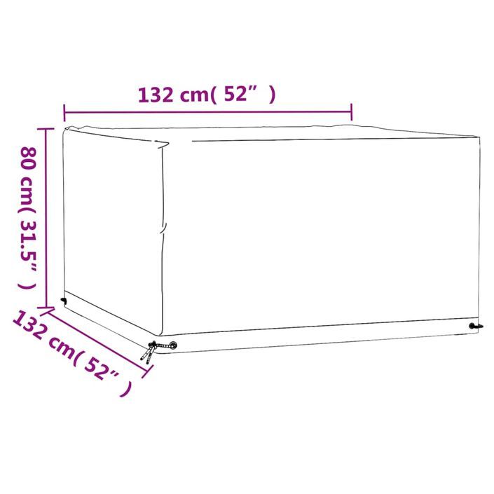 Housses de salon de jardin 2 pcs 8 œillets 132x132x80 cm carré - Photo n°10