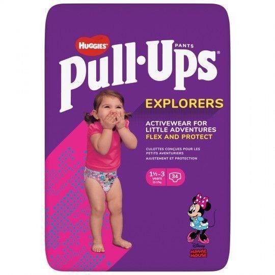 HUGGIES PULL-UPS Couches bébé fille - Taille 5 - 1 a 3 ans - 12 a 17 kg - Le paquet de 34 couches - Photo n°1