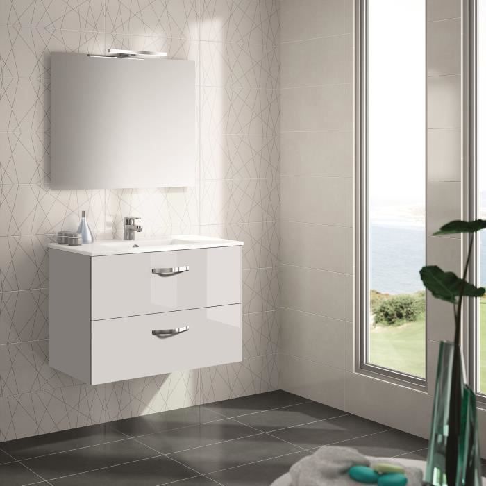 JACOB DELAFON Meuble salle de bain + vasque 2 tiroirs - Mélaminé Blanc - L 80cm - OLA - Photo n°2