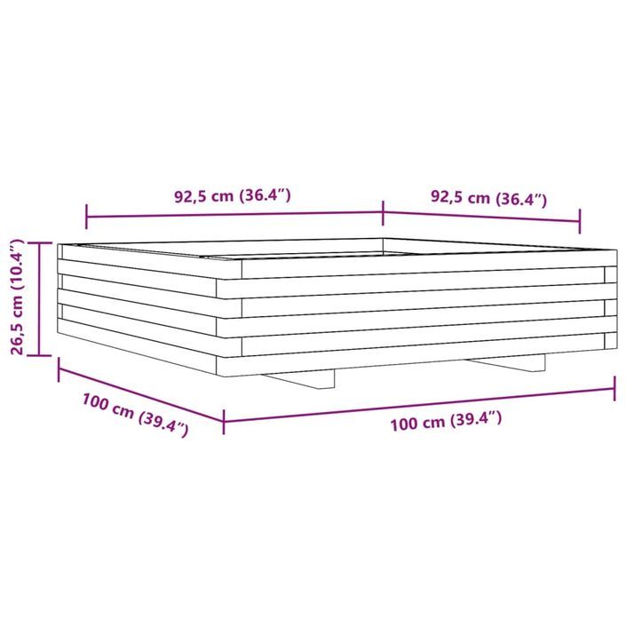 Jardinière 100x100x26,5 cm bois massif de douglas - Photo n°10