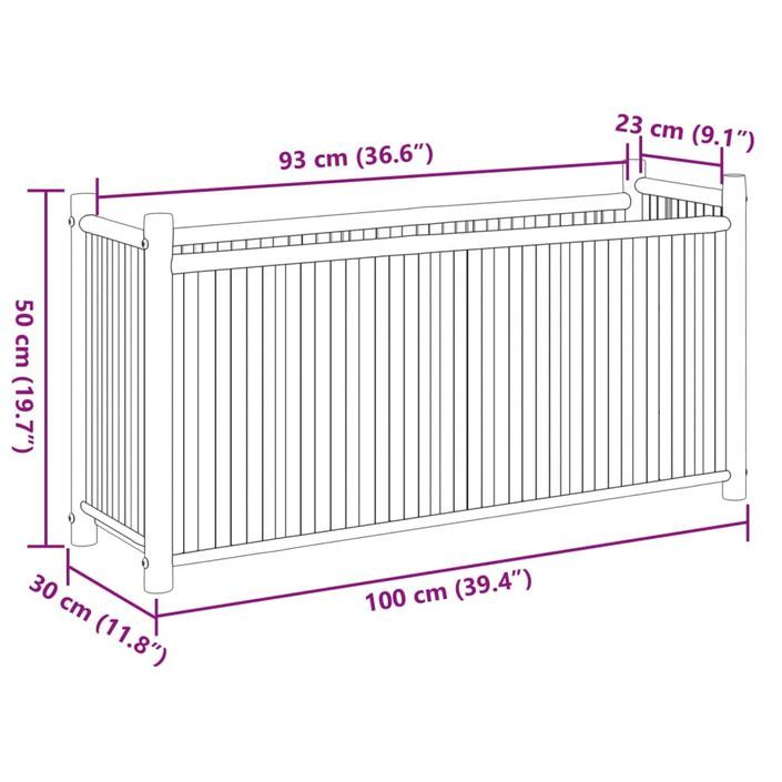 Jardinière 100x30x50 cm bambou - Photo n°8