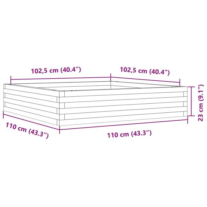 Jardinière 110x110x23 cm bois massif douglas - Photo n°10