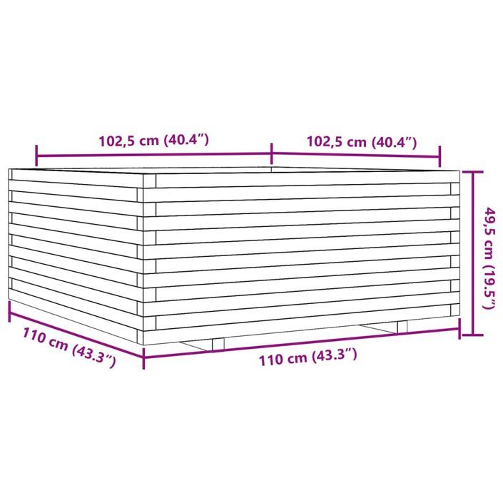 Jardinière 110x110x49,5 cm bois de pin imprégné - Photo n°10