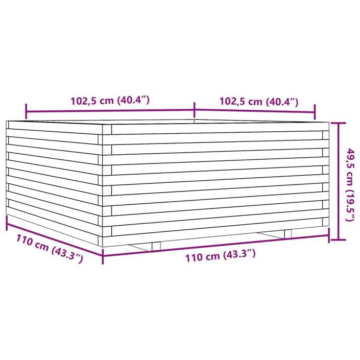 Jardinière 110x110x49,5 cm bois massif de douglas - Photo n°10