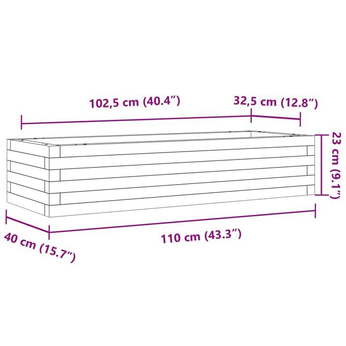 Jardinière 110x40x23 cm bois massif douglas - Photo n°10