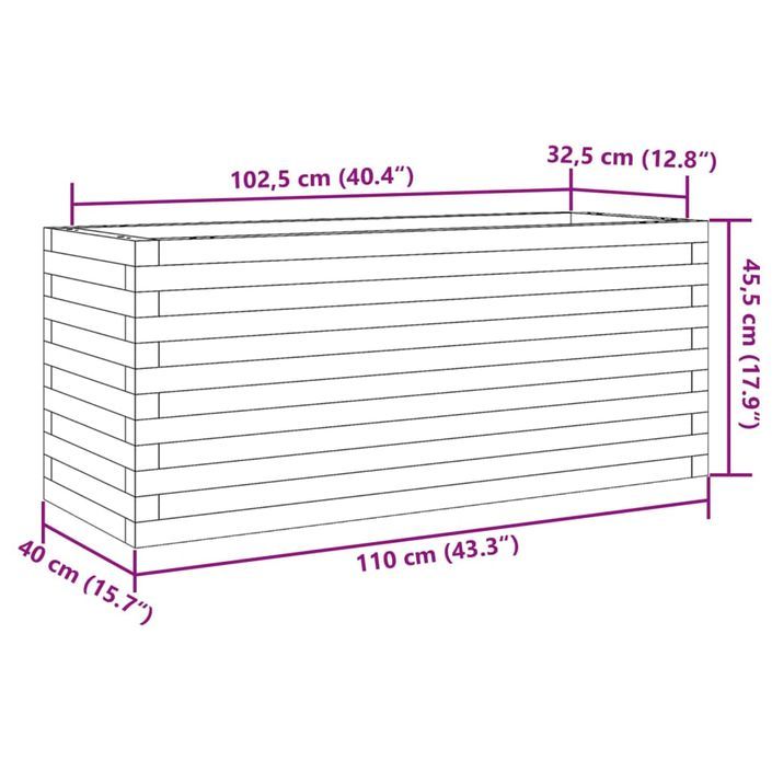 Jardinière 110x40x45,5 cm bois massif de douglas - Photo n°10