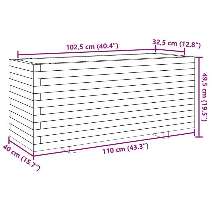 Jardinière 110x40x49,5 cm bois de pin imprégné - Photo n°10