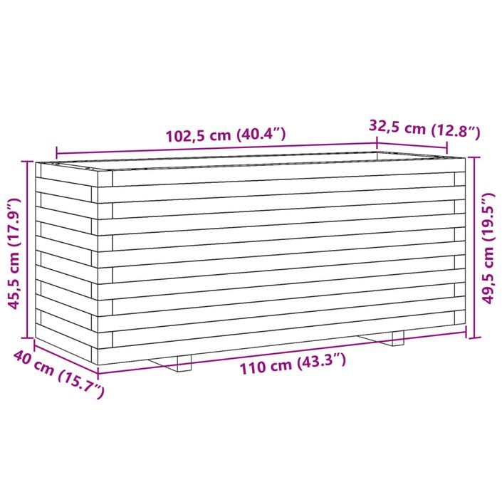 Jardinière 110x40x49,5 cm bois massif de douglas - Photo n°10