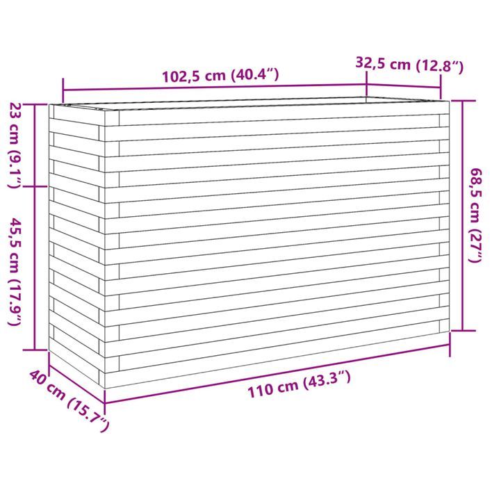 Jardinière 110x40x68,5 cm bois de pin imprégné - Photo n°10