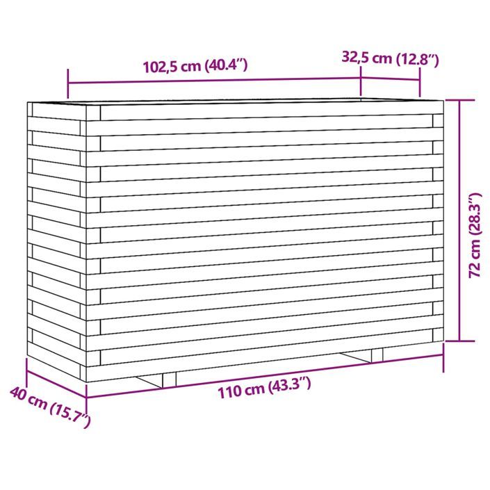 Jardinière 110x40x72 cm bois massif douglas - Photo n°10