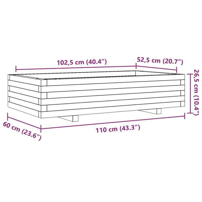 Jardinière 110x60x26,5 cm bois de pin imprégné - Photo n°10